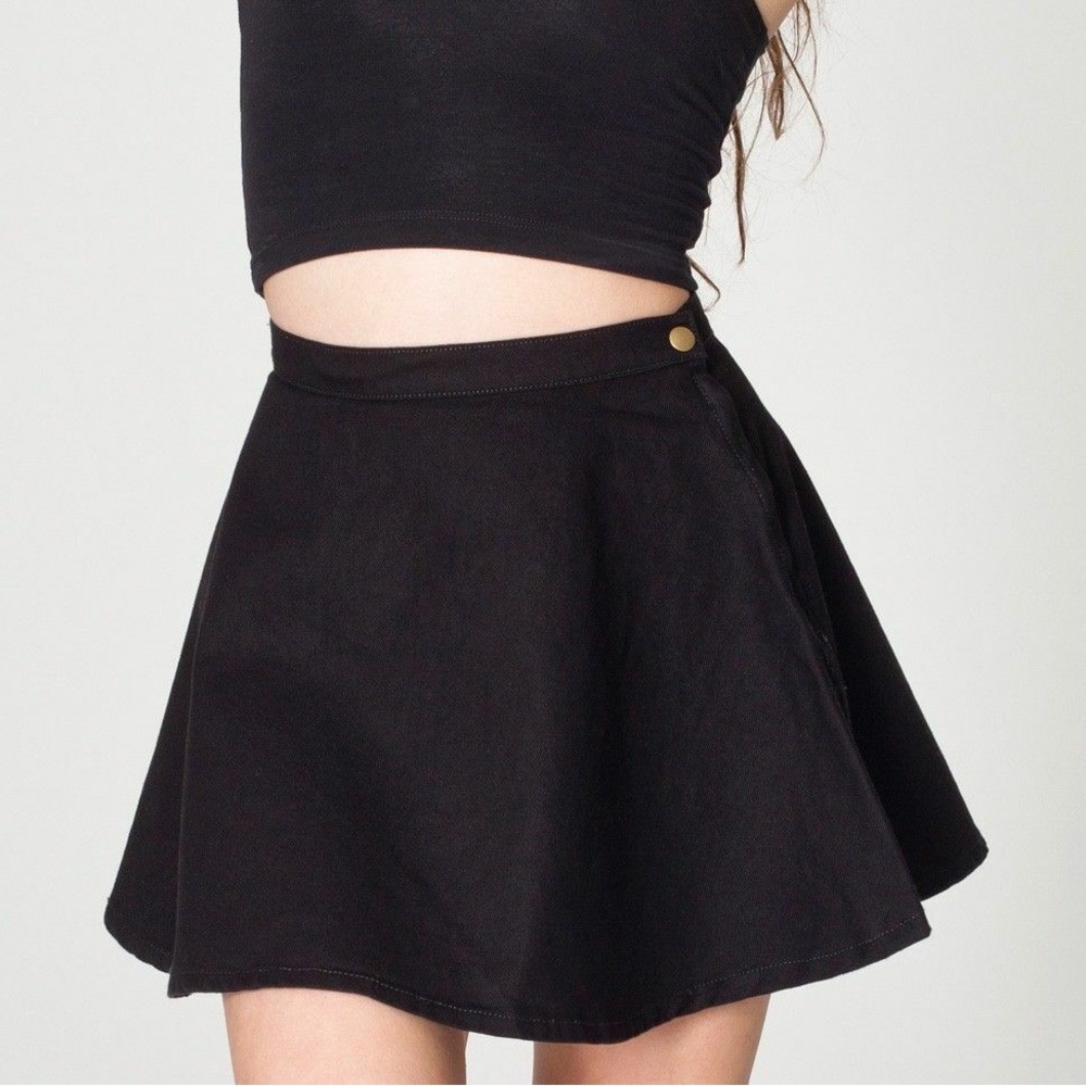 black American Apparel circle denim mini skater skirt large L